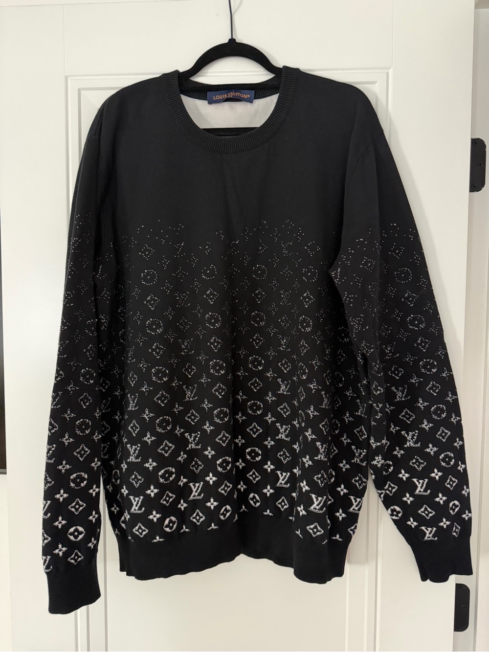 Louis Vuitton Black Crewneck Sweater with Monogram Gradient